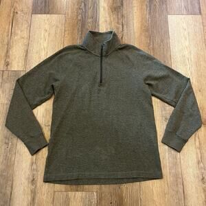 LL Bean 1/4 Zip Slightly Fitted Long Sleeve Green Pullover Mens Small Preppy